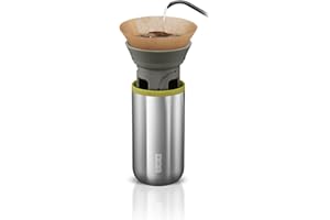 WACACO Cuppamoka Przelewowy ekspres do kawy, przenośny ekspres do kawy z termosem, mały ekspres filtrujący z 10 filtrami z papieru stożkowego, obsługiwany ręcznie, ekspres do kawy ze stali