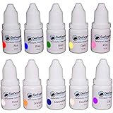 Contenido: 10 botellas cada uno con 10 ml color: rojo, verde, azul, amarillo, rosa, rosa, lila, naranja, color de piel, color azul marino