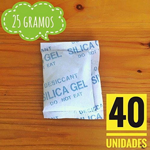 Sílica gel | 40 x 25g | Bolsas desecantes | Productos Antihumedad BOLASECA | Deshumidificador | (Envíos sólo España peninsular)