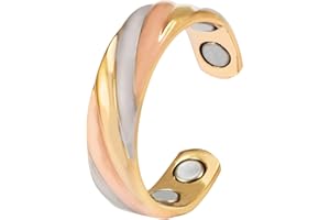 ENERCOPPEX 3500 Gauss Magnetring Damenring 99,99% reines Kupfer Magnetring Klassisch Eleganter Dreifarbiger Ring mit 4 Magneten