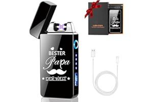 KIPIDA Vatertagsgeschenk für Papa, Lichtbogen Feuerzeug, USB Feuerzeug Elektrisch Mit Gravur, Geschenk für Vatertag, Papa, Opa, Männer, Geburtstag