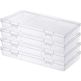 Gebildet Clear Rectangle Plastic Beads Storage Container Box with Lid for Pills, Herbs, Small Beads, Jewelry and Crafts (4pcs