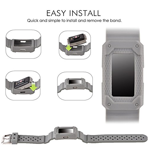 Greatfine Hülle, Charge2 Armband , Schutzhülle mit dem Sportarmband zubehör für Fitbit Charge 2 (Blue2) - 4