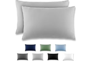 REDKEY Funda Almohada- Juego de 2 Fundas Almohadas 40x60 cm, con Solapa (sin Cremallera), Transpirable Suave Antiarrugas de Microfibra - Gris Claro