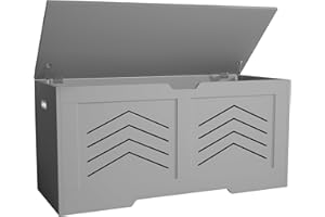 Blisswood Toy Storage Box with Lid & Safety Hinges, Wooden Storage Chest Trunk, Large Blanket Box, Storage Bench & Toy Organizer (Grey, 100 x 48 x 40 Cm)