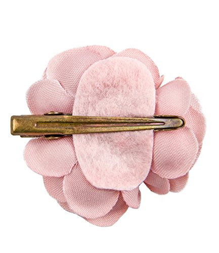 SIX „Hochzeit“ antikgoldene Haarspange mit Rosen-Blüten aus rosa Stoff, Brautschmuck (329-549) - 3