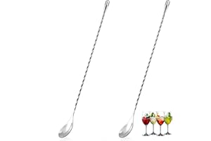 Yitobici Lot de 2 cuillères à cocktail en acier inoxydable Argenté 30 cm