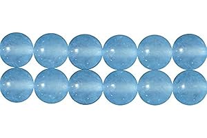 SKYBEADS Perles Rondes en Calcédoine d'aqua Bleus Teintées 6mm pour pour Bijoux Longueur 38cm environ 60 pcs