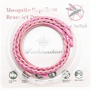 Mosquito Repellent Leather Bracelet Stylish Bug Repellent Bracelet Insect Free 2pcs 10 multi colours Natural Plant Oils Outdoor &amp; Indoor, Wrist Bands for Adults &amp; Kids -No Spray, Deet-free By Fashionikon (Oink)