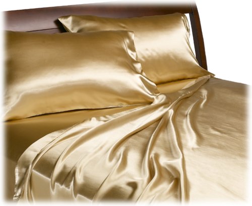 Royal OpulenceDivatex Home Fashions Satin 3 pcs King Sheet Set, Gold