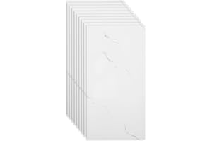 EUNEWR Panele ścienne o wyglądzie marmuru, 10 sztuk, 60 x 30 cm, pokrycie ścienne, samoprzylepne, PCW, naklejki na płytki ścienne (biały marmur)