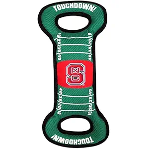 Pets First NCAA Football Field Dog Toy with Squeaker. - Nc State Wolfpack for Tug, Toss, and Fetch. Tough & Durable Pet