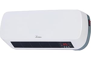 ARDES AR4W04P PARETO WEEK 2 Termoventilador Cerámico de Pared 2000W A Prueba de Agua, Termoventilador de Baño Programable Temporizador 12h, Panel Cerámico Blanco Smart con Magic Display Digital LED