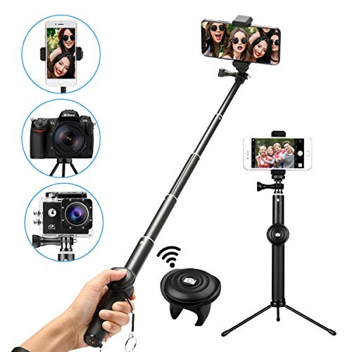 Bastone Selfie Bluetooth, M.Way Monopod Estensibile 25cm- 92cm Antiscivolo Portatile Treppiedi Universal per iPhone,Xiaomi,Huawei,Oneplus,Sony,Samsung,Gopro,Canon,Panasonic,Nikon,Fotocamera Digitale