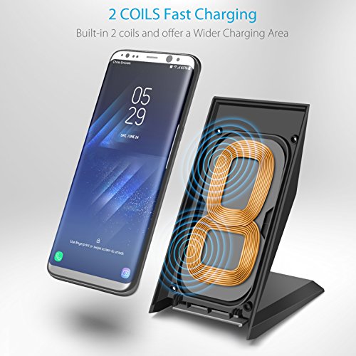 CHOETECH Galaxy Note 8/S8/S8 Plus Caricabatterie Senza Fili, Caricatore Wireless Rapido Docking Station per Galaxy S8/S8 Plus/Note 5/Note 8/S7/S7 Edge/S6 Edge+, iPhone 8/8Plus/X