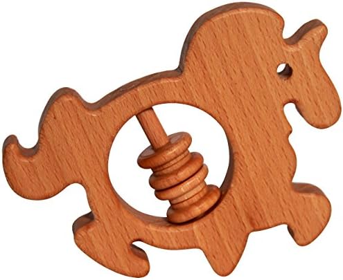 Unicorn kid teether 1OO% beech wood naturally dried + organic flax oil. Made EU teething ring for babies, kids, new born