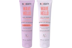 Noughty 97% Natural Wave Hello Shampoo and Conditioner Duo Curl Defining Sulphate Free Vegan Hair Care Set Vitamin Rich Formula for Curly & Wavy Hair, 250ml