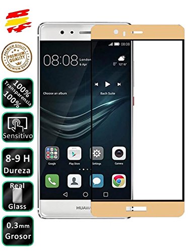 Protector de Pantalla Cristal Templado Curvo 3D para Huawei P9 Plus Dorado - Movilrey