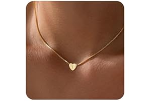 VIROMY Gold Heart Initial Necklaces for Women 14K Gold Plated Letter Pendant Necklaces for Women Charm Box Chain Dainty Personalised Jewellery Gifts for Her A-Z
