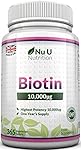 Biotin hochdosiert 10.000 mcg - für Haar-Wachstum, kräftige Nägel & gesunde Haut - volle Jahresversorgung - 365 Tabletten - Nahrungsergänzungsmittel von Nu U Nutrition