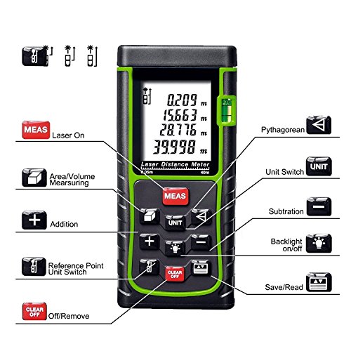 Laser Entfernungsmesser KingTop Digital Laser Messgerät für Distanz, Flächen, Volumen, Messbereich 0,05~40m - 2