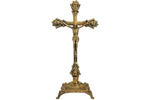zeitzone Kruzifix Kreuz Jesus-Christus Kreuz Messing Antik-Stil 39cm