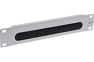 InLine® Piastra passacavo da 10" con spazzola, 1HE, RAL 7035, grigio