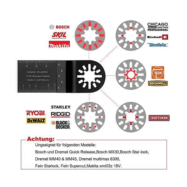 Sägeblätter Set, Preciva 21 pcs Mix Klingen Multitool Oszillierwerkzeug-Zubehör für Fein Multimaster, Milwaukee, Einhell – Bild 3