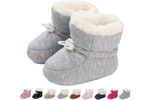 MONSTOYO Baby Winterschuhe Wärme Babyschuhe Winter Anti-Rutsch Verstellbare Neugeborene Schneeschuhe Lauflernschuhe Gefütterte Thermo Fleece Krabbelschuhe Hausschuhe Winterstiefel 0-18 Monate