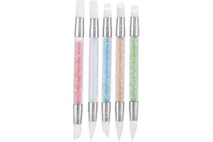 ANGGREK Żel do Zdobienia Paznokci Carving Pen, Zestaw Silikonowych Pędzli do Paznokci 5 szt. Pędzel do Paznokci, Pisak Silikonowy Hollow Carving Tłoczenie Pen Dwustronny Pędzel i Zestaw Narzędzi do Rozsianych
