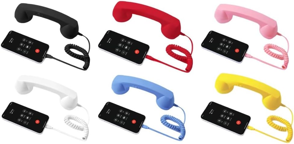 Auricular Retro Teléfono, Receptor con Cable Tipo C, Altavoz de Alta Fidelidad, Agarre Ergonómico, Material ABS, para Smartphones Tablets, Videoconferencias Llamadas