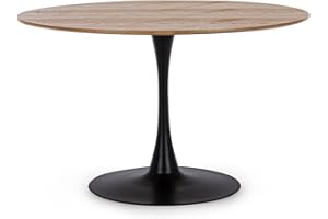 Yellowshop - Tavolo Rotondo Tulipano Bloom Ø120, Ø100 cm, Moderno in MDF Base Centrale in Metallo, Design Minimal per Pranzo, Bar o Bistrot, Bianco, Nero o Rovere (Rovere/Nero Ø 120)