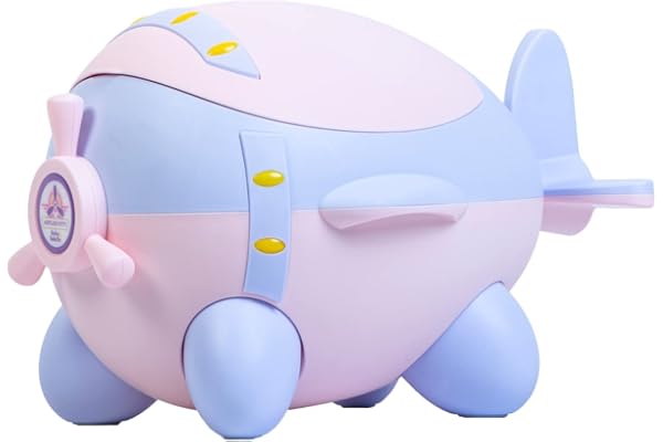 Airplane Potty, pot pour enfant, toilette bebe, assise ergonomique, oireller souple en PU, antidérapant (rose)