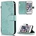 Produktbild Handyhülle für iPhone 7 Leder,iPhone 8 Hülle,FNBK Blumen Flip Wallet Stand Case Card Leder Tasche Karteneinschub Magnetverschluß Kratzfestes Grün Schutzhülle für Apple iPhone 7/iPhone 8 4.7"