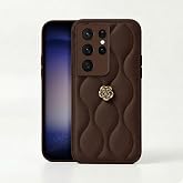 Case Compatible with Zebana Samsung Galaxy S21 Ultra Zebana Camellia Leather Case Brown