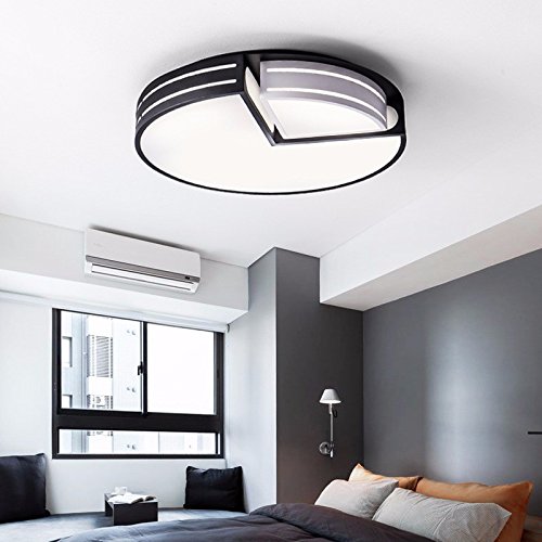 Preisvergleich Produktbild XQK Moderne Decke einfache Persönlichkeit runden LED Deckenleuchte Schmiedeeisen Lampe warm fashion Studie restaurant Lampe Versprechen dimmen 36W Schwarz + Weiß D500
