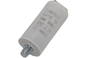 Lumonic Anlaufkondensator 4µF 450V | mit Stecker I 26x55mm I 4uF I Motorkondensator mit Kunststoffgehäuse I Betriebskondensator I für Pumpen, Rasenmäher, Werkzeuge