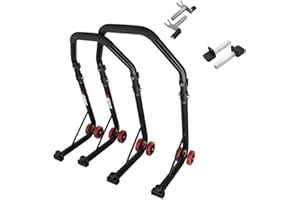 ‎SEFIS MOTO SEFIS D18 Motorradständer Set Vorder- und Hinterrad Motorradheber Serviceständer Front und Heck Motorrad montageständer ständer (Schwarz, 2in1 / Standard)