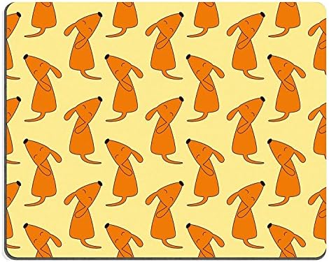 Luxlady Gaming Mousepad ID: 42046510 Seamless pattern with repeating foxy colored dog with brown contour sitting opposite one another with head up closes eyes and curled tail isolated on yellow backgr