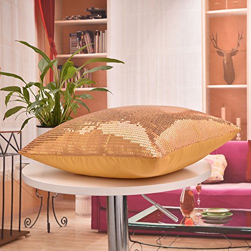OurWarm Baby 43 x 43 cm Farbe Glitzer Pailletten Überwurf Kissen Fall Decor Kissenbezug, gold, 1 Stpck - 6