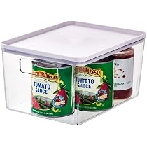 Organizer Per Cassetti IDesign Rosanna Pansino - Contenitore In Plastica Riciclata Con Manici E Coperchio - Trasparente E Viola 22,9x30,5x15,2 Cm