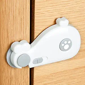 KAKOM Baby Safety Lock-Adjustable Strap Latches for Fridge,Cabinets,Drawers,Furniture,Toilet Seat,Cupboard,Oven,Closet Seat,Door,Easy Installation (White, Pack of 1)