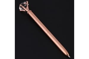 HZTYYIER Big Crystal Diamond Pen długopis kryształowy ze strasu, chowany, metalowy długopis dla studentów, na, do szkoły, na przybory biurowe (różowe złoto)