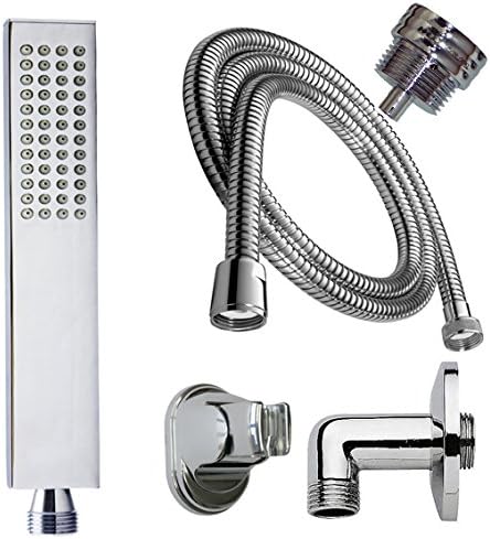 Hand-Held Shower Head Brass Square Tube 150 cm Wall Connector Water Saver