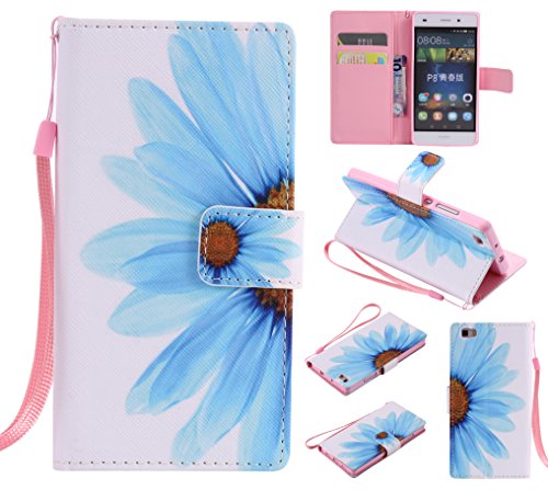 Feeltech HUAWEI P8 Lite Hülle PU-Leder und Brieftasche Bunte Muster Fall mit Magnetverschluss, Hybrid-Kickstand mit Stand-Funktion, schlagen Sie schützende weiche TPU Stoßstangenabdeckung und Kreditkartenhalter für HUAWEI P8 Lite Handgelenk Bügel-Buch-Art-Geldbeutel-Tasche mit 2 In 1 Berühren Sie Stift – Sonnenblume - 6