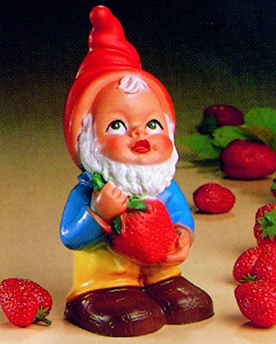 Gartenzwerg mit Erdbeere 20 cm Zwerg Germany Garten bruchfest PVC Deko GOM 6065