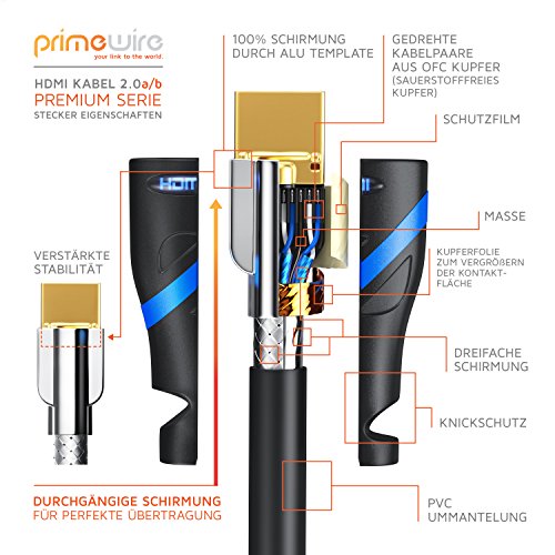 CSL – 3m HDMI Kabel 2.0a / 2.0b | Ultra HD 4k 60Hz 18 Gbit/s | neuster Standard | High Speed HDMI 2.0 | Ultra HD / Full HD 1080p | 3D / ARC / CEC / HDCP / HDR | 3-fach geschirmt | hohe Bandbreite mit bis zu 18 Gbit/s - 4