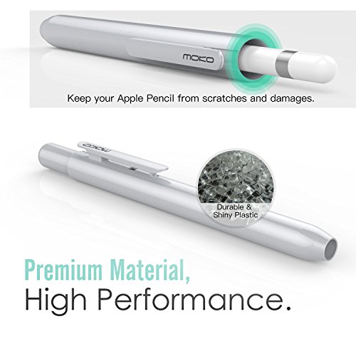 MoKo Schutzhülle für Apple Pencil – Multifunktion Retractable Ausziehbar Hülle Case für iPad Pro 9.7″ 12.9″ Apple Pencil mit eingebaute Clip, Teleskop – kopf Schutz, und Sicherheits-hut, Silber - 2
