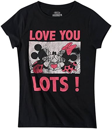 Official Disney Mickey / Minnie Mouse Womens Ladies Short Sleeve Top, T-Shirt 100% Cotton - Black M