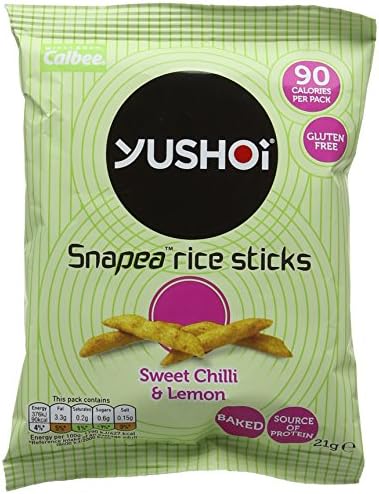 Yushoi Sweet Chilli and Lemon Snapea Rice Sticks 21 g (Pack of 12)
